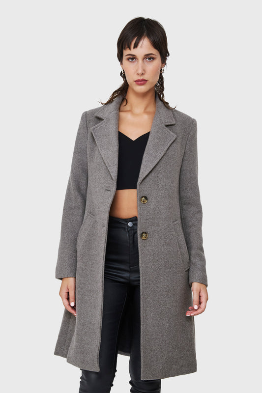Abrigo Tipo Paño Dos Botones Gris