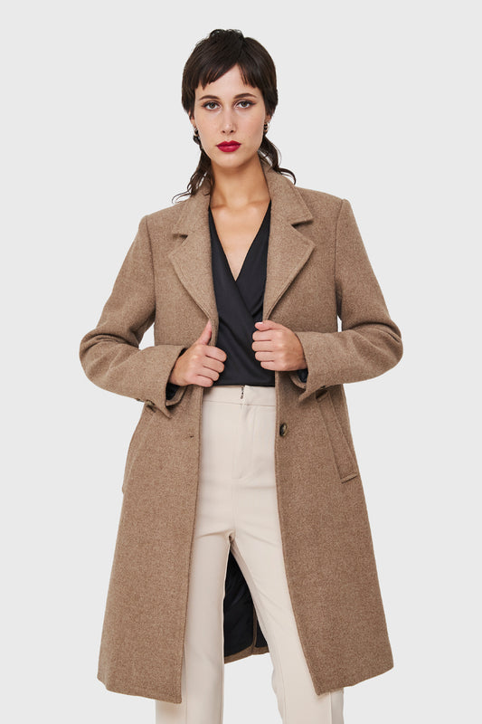 Abrigo Tipo Paño Dos Botones Café