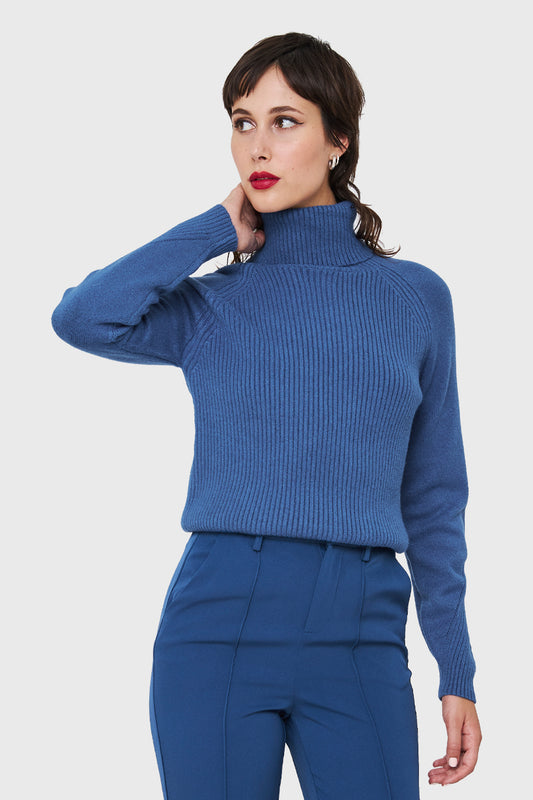 Sweater Beatle Acanalado Azul Índigo