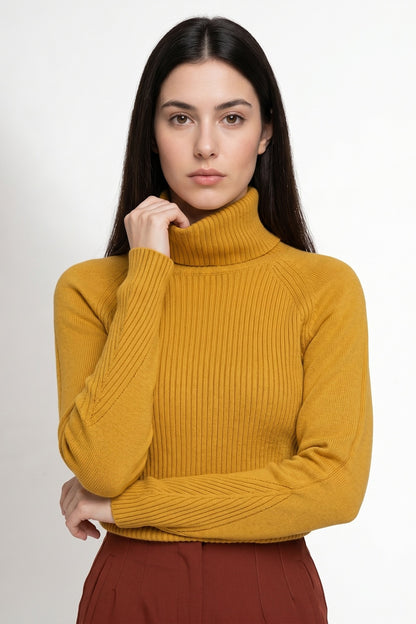 Sweater Beatle Acanalado Mostaza