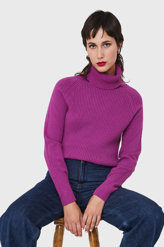 Sweater Beatle Acanalado Magenta