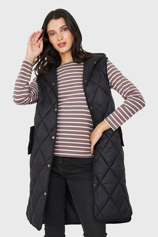 Parka Sin Mangas Quilt Negro