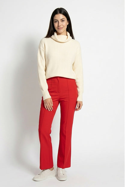 Sweater Acanalado Cuello Alto Blanco Invierno