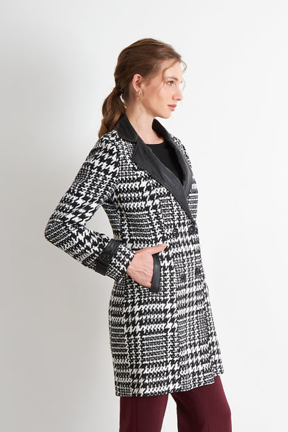 Abrigo Pied De Poule Negro