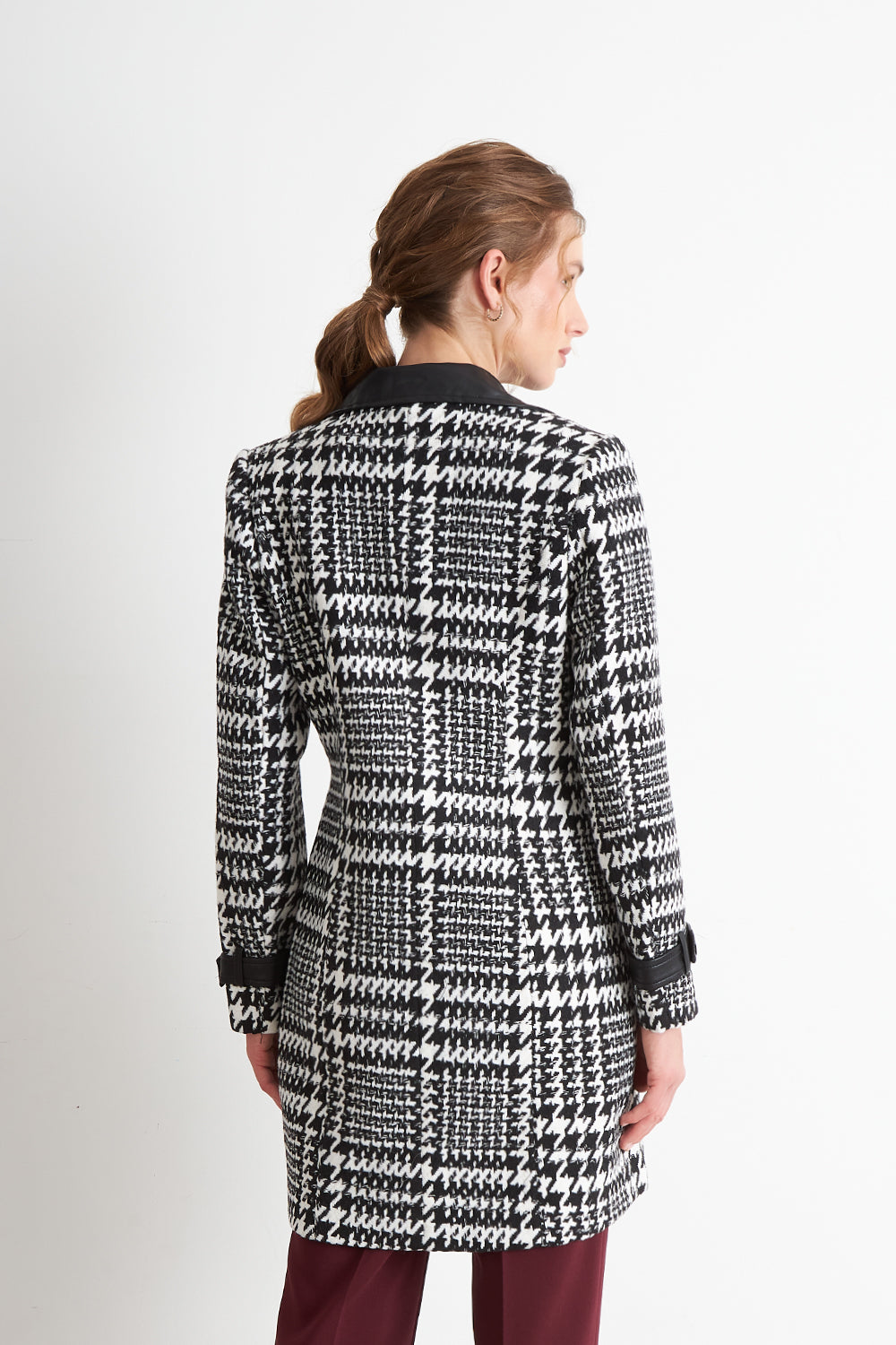 Abrigo Pied De Poule Negro