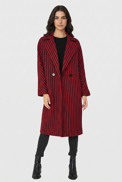 Abrigo Oversize Pied De Poule Rojo