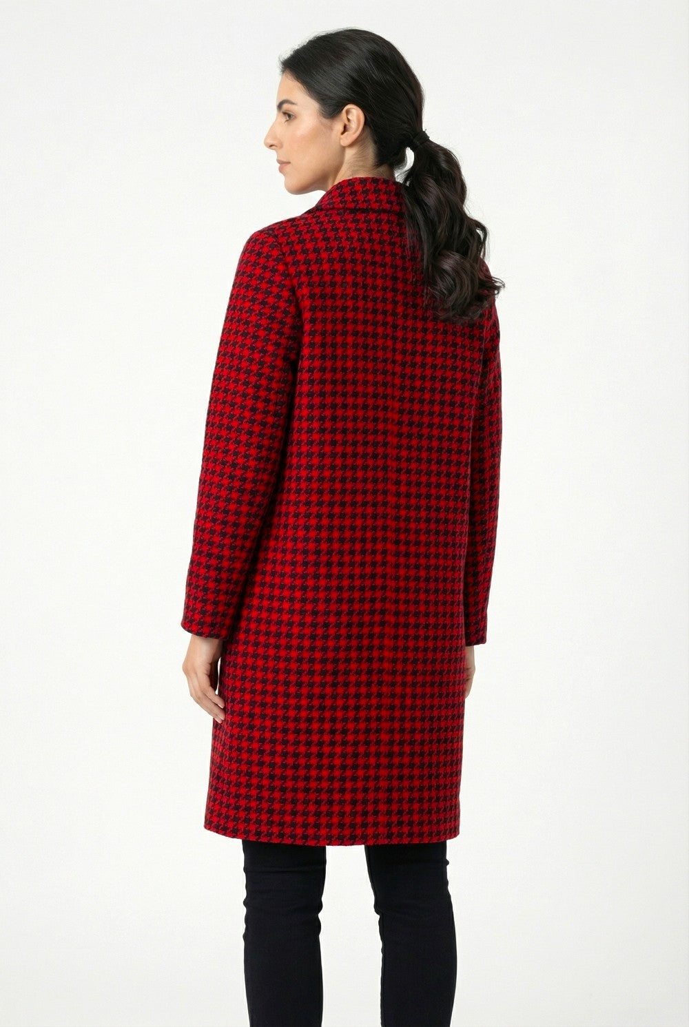 Abrigo Oversize Pied De Poule Rojo