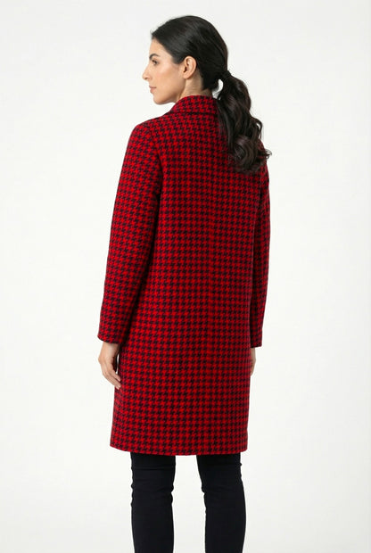 Abrigo Oversize Pied De Poule Rojo