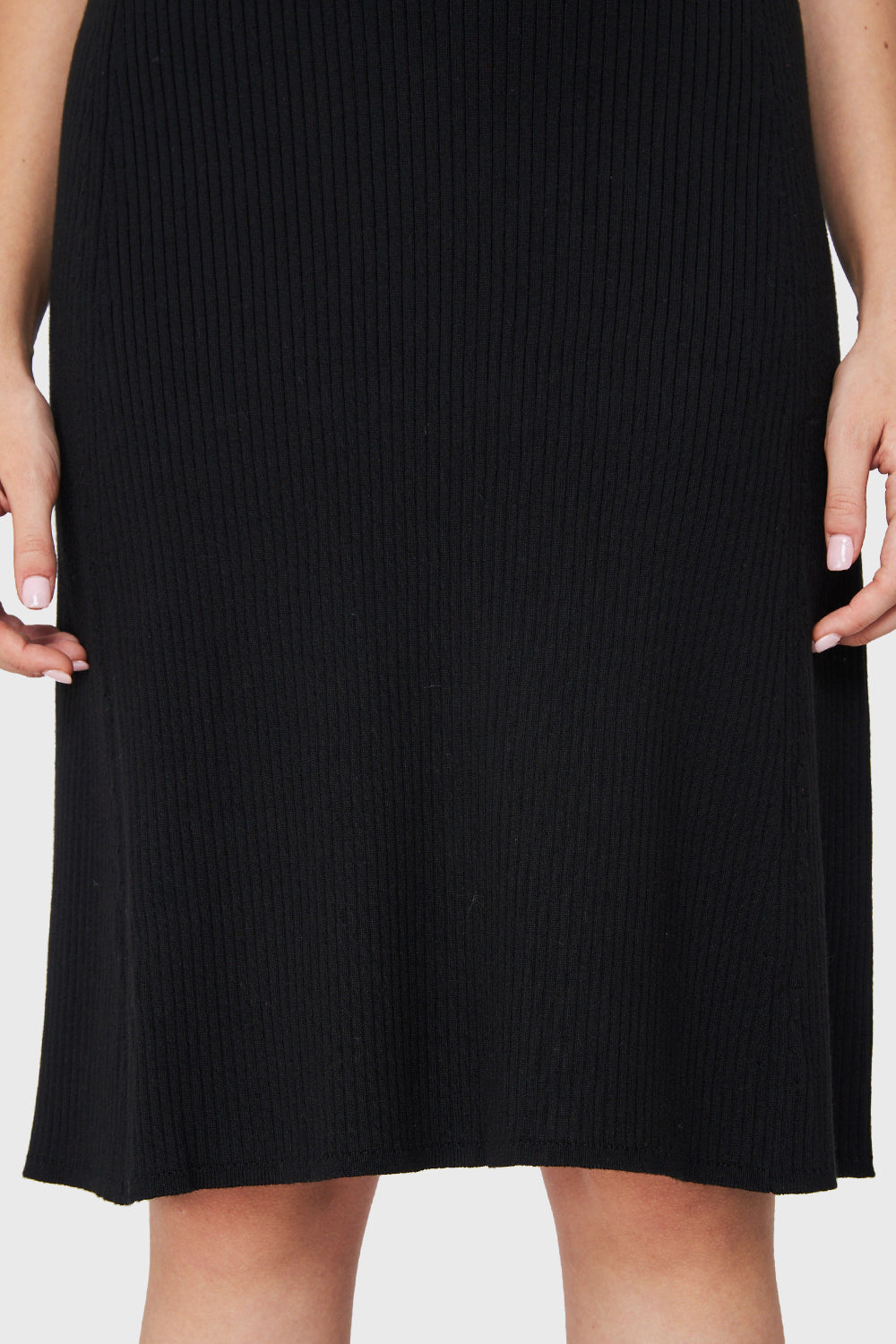 Vestido Midi Acanalado Negro