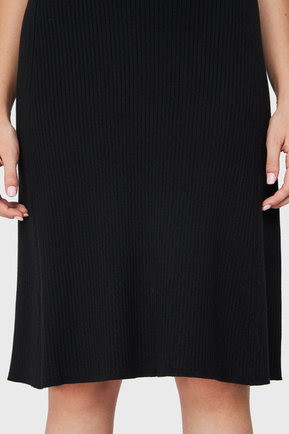 Vestido Midi Acanalado Negro