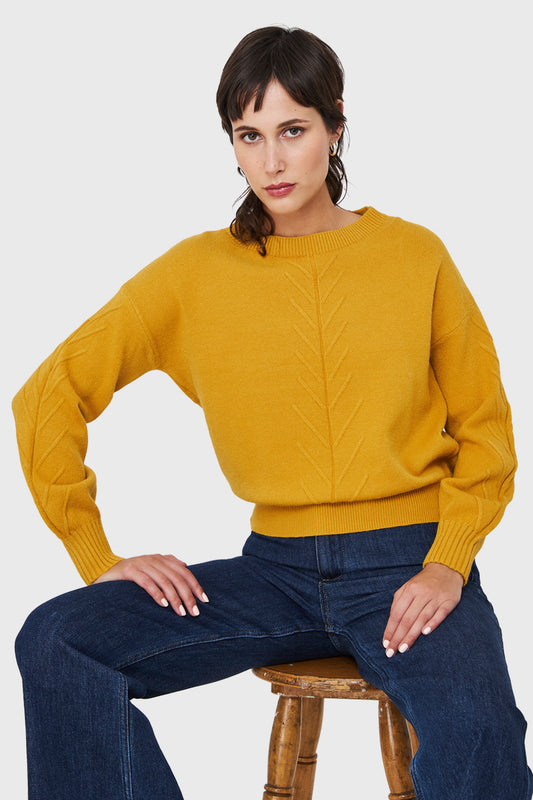 Sweater Detalles Espigas Mostaza