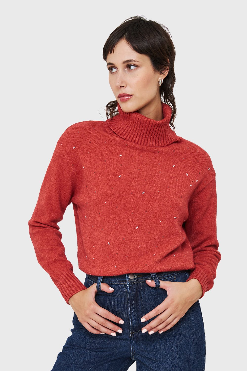 Sweater Beatle Strass Ladrillo