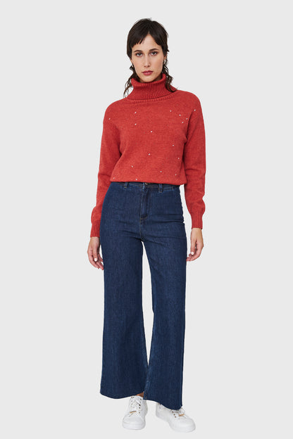 Sweater Beatle Strass Ladrillo