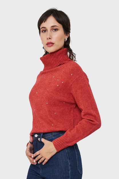 Sweater Beatle Strass Ladrillo