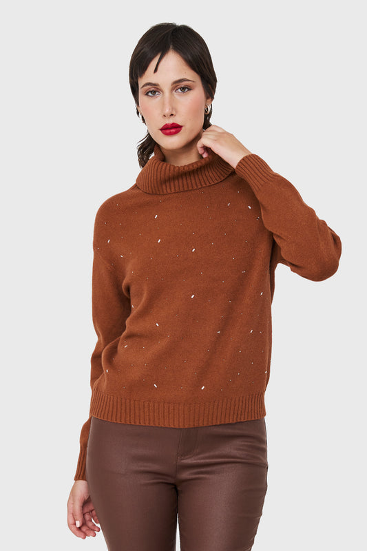 Sweater Beatle Strass Café