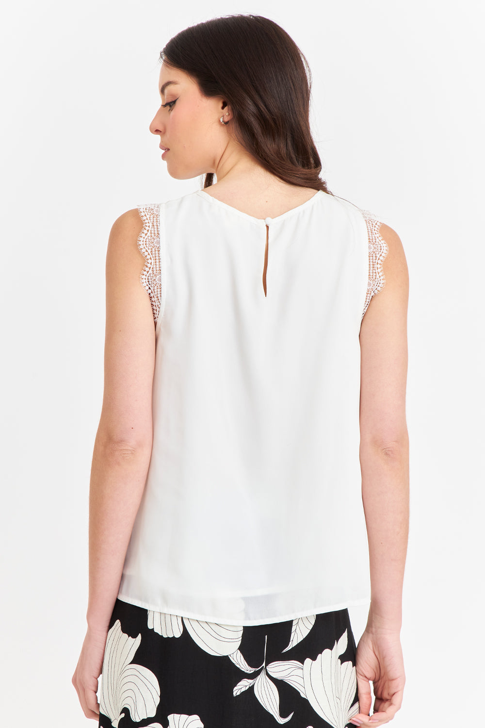 Blusa Encaje Hombros Blanco