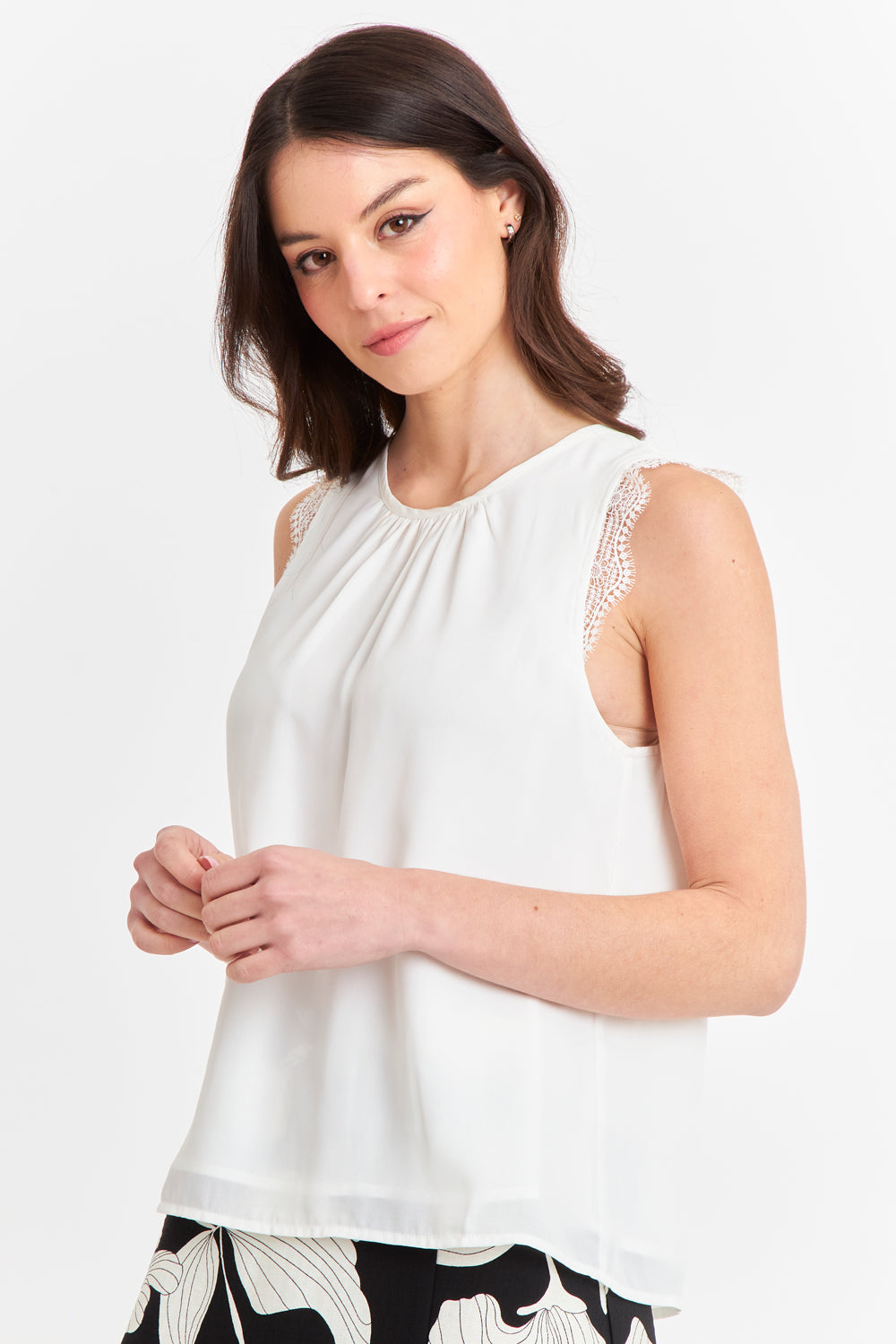 Blusa Encaje Hombros Blanco