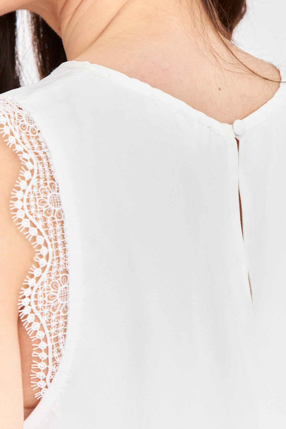 Blusa Encaje Hombros Blanco