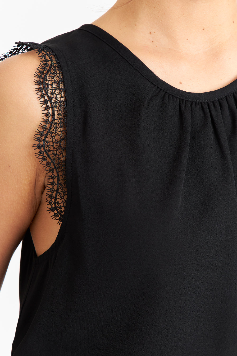 Blusa Encaje Hombros Negro