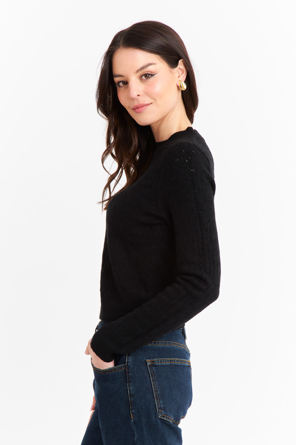 Sweater Básico Cuello Redondo Negro