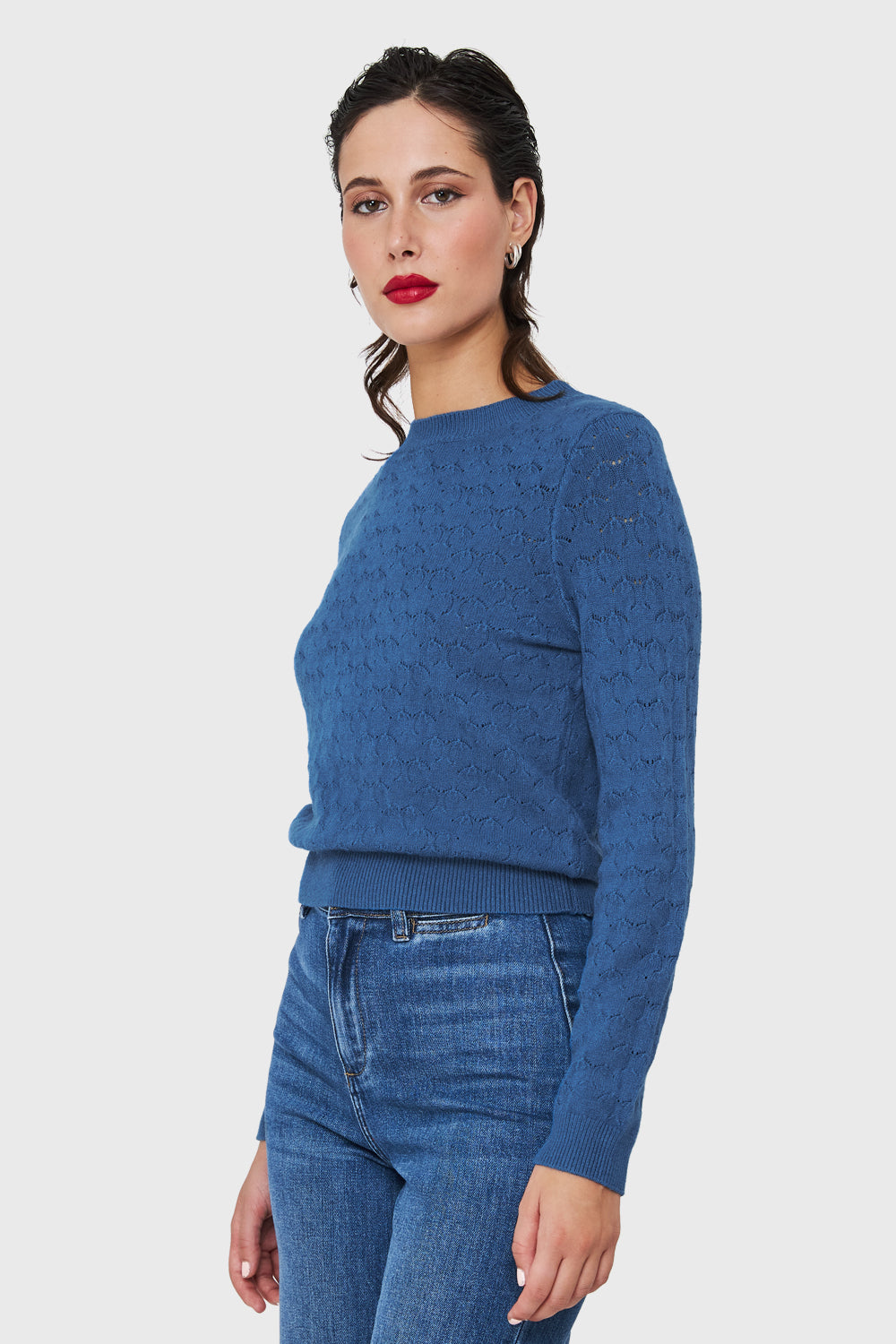 Sweater De Punto Fantasía Azul Índigo