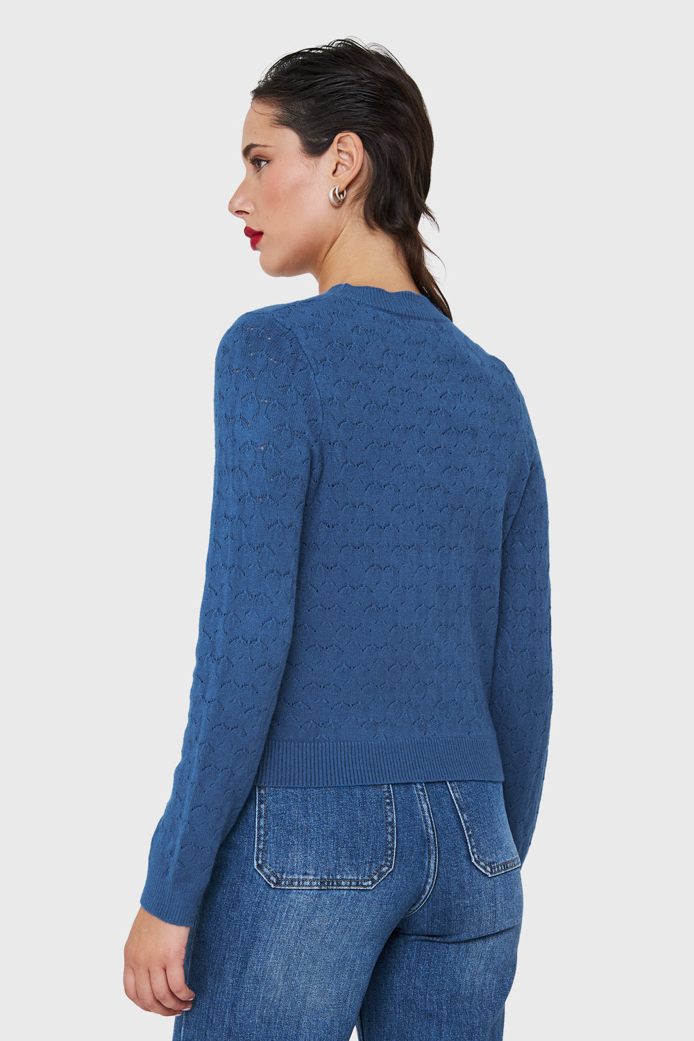 Sweater De Punto Fantasía Azul Índigo