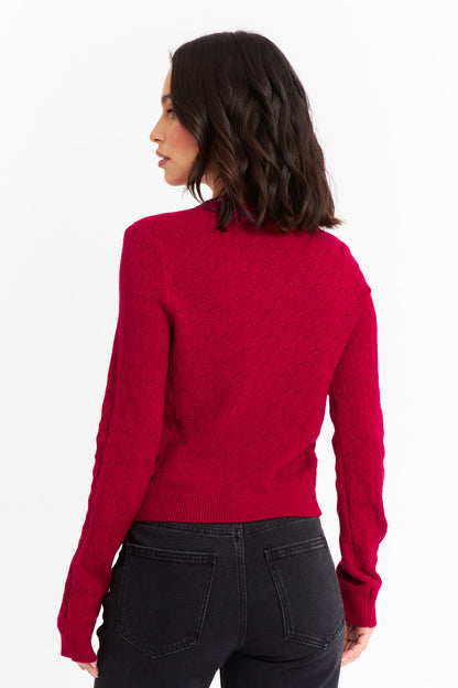 Sweater Básico Cuello Redondo Rojo