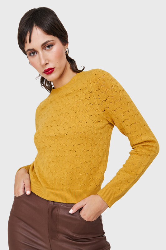 Sweater Básico Cuello Redondo Mostaza