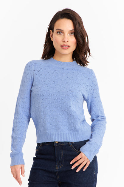 Sweater Básico Cuello Redondo Celeste
