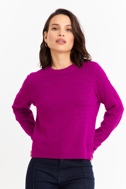 Sweater Básico Cuello Redondo Magenta