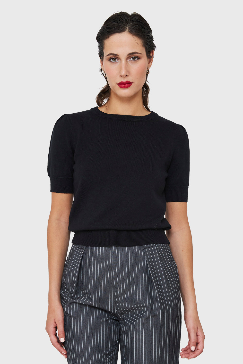 Sweater Tipo Hilo Manga Princesa Negro