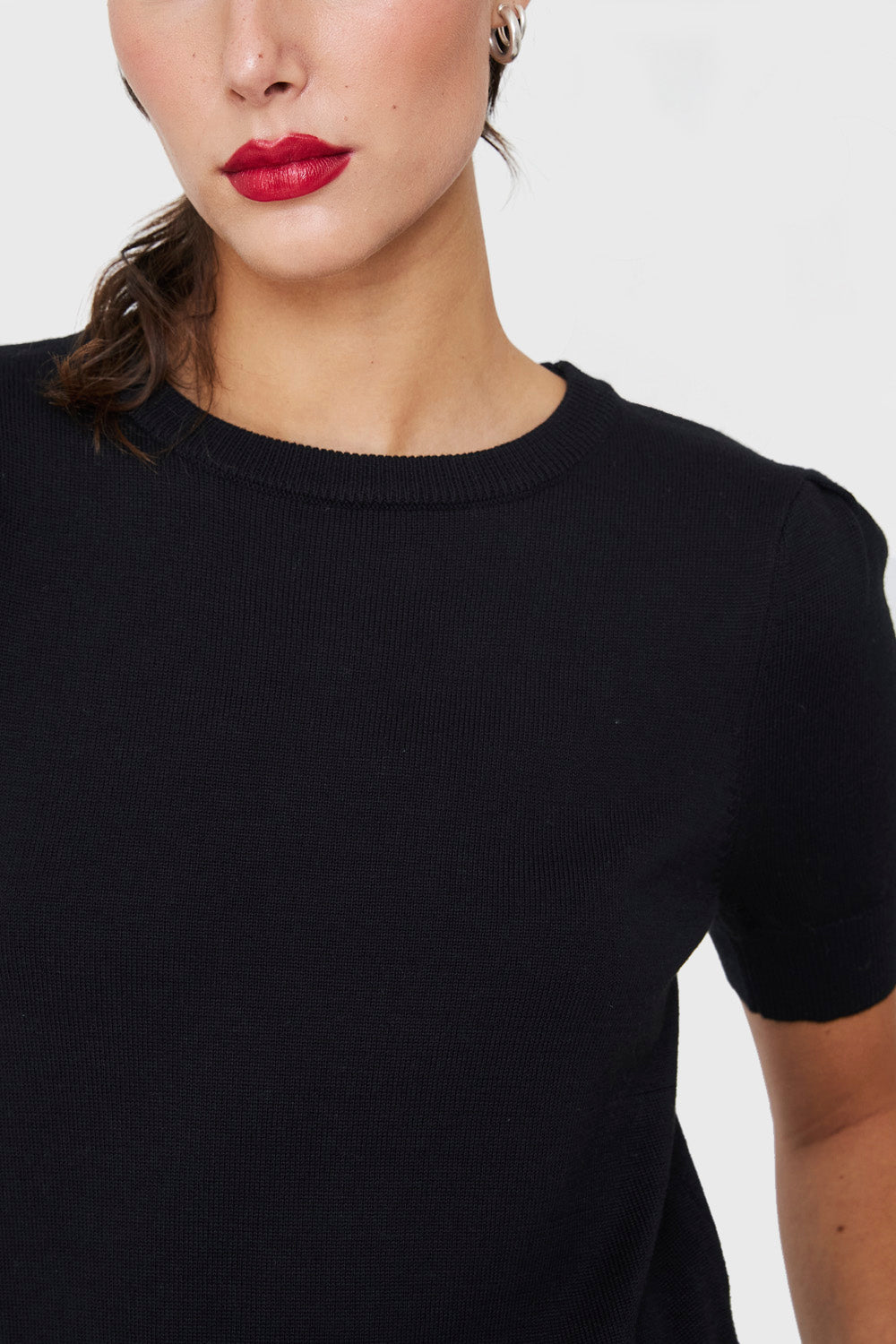 Sweater Tipo Hilo Manga Princesa Negro
