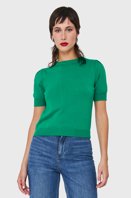 Sweater Tipo Hilo Manga Princesa Verde