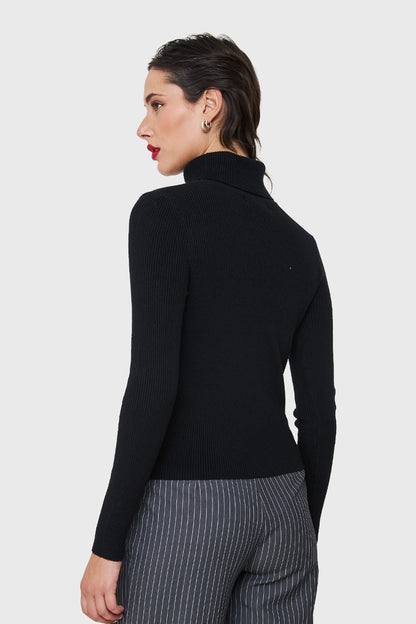 Sweater Tejido Canalé Negro