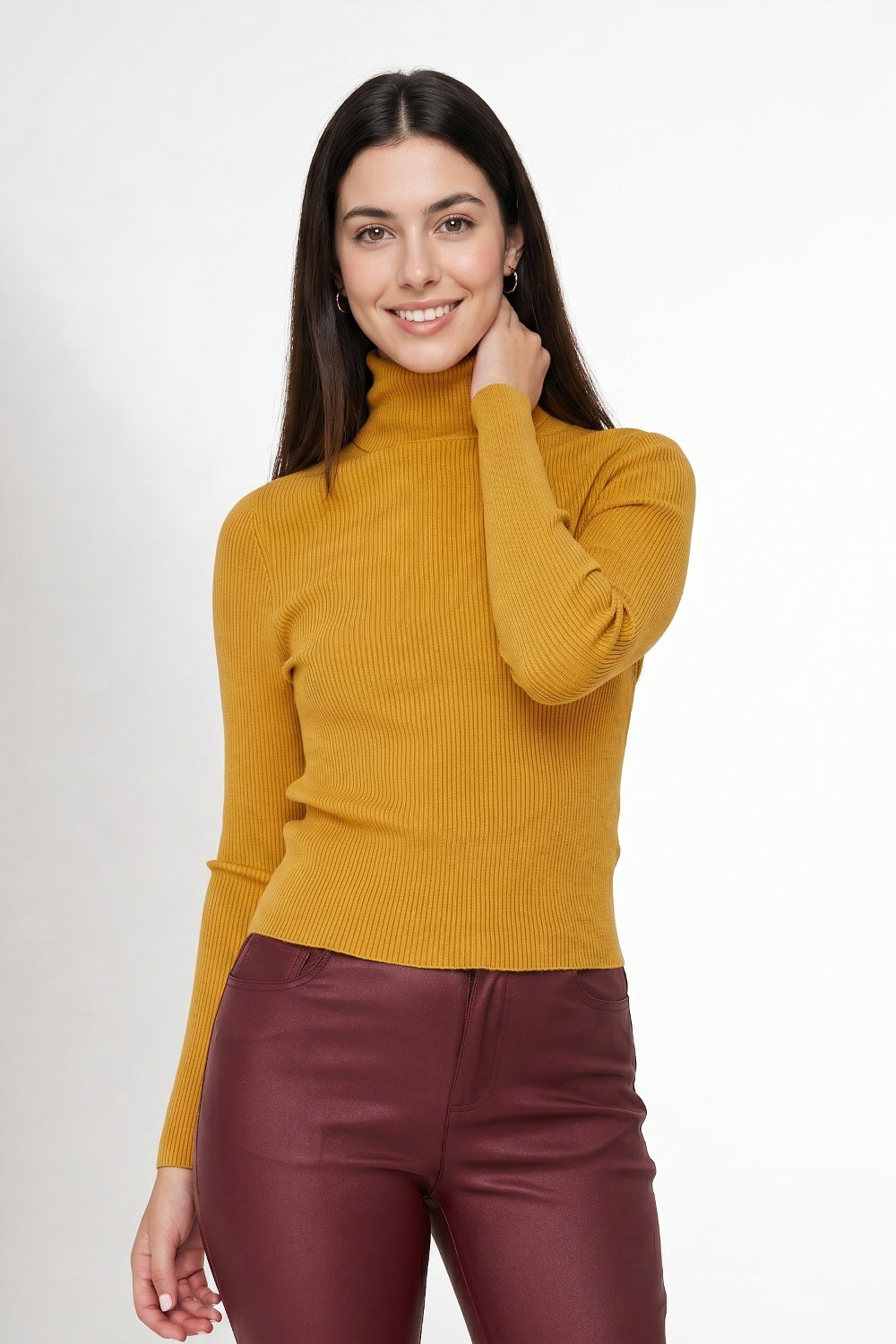 Sweater Tejido Canalé Mostaza