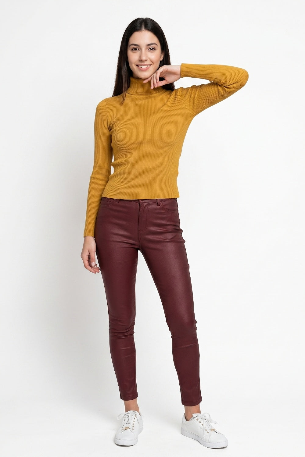 Sweater Tejido Canalé Mostaza