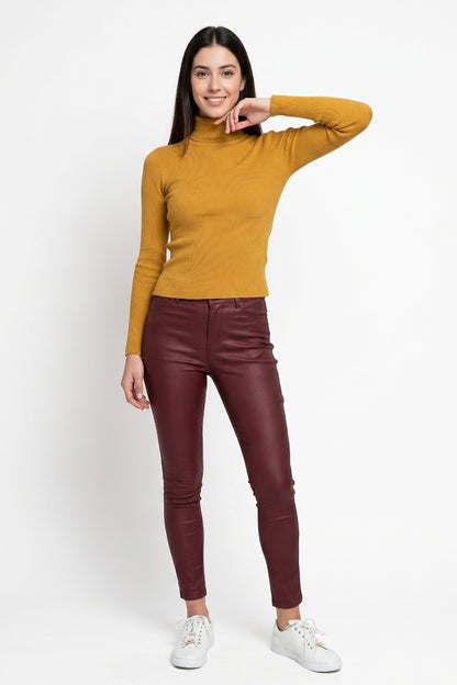 Sweater Tejido Canalé Mostaza