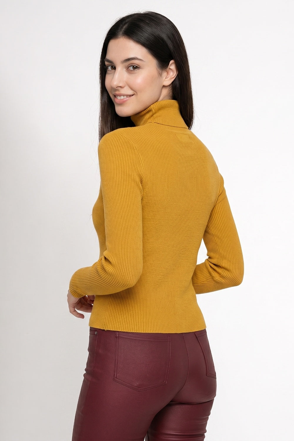 Sweater Tejido Canalé Mostaza