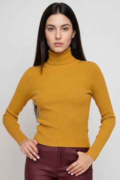 Sweater Tejido Canalé Mostaza