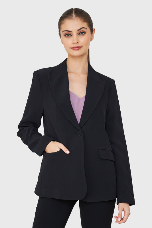 Blazer Bolsillos Con Solapas Negro