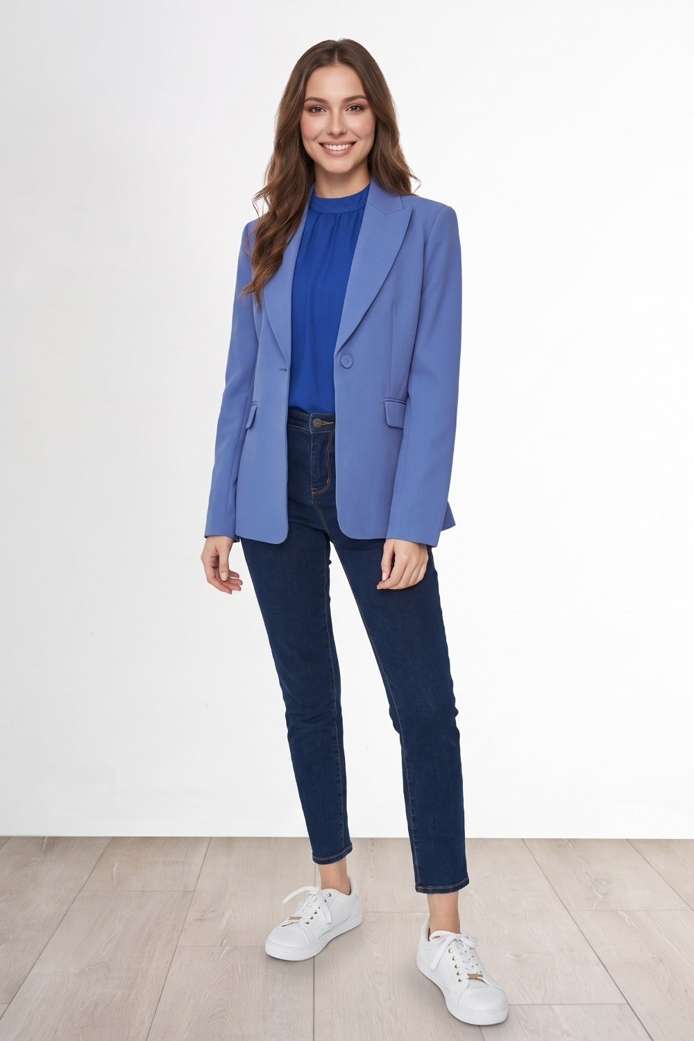 Blazer Bolsillos Con Solapas Azul Medio