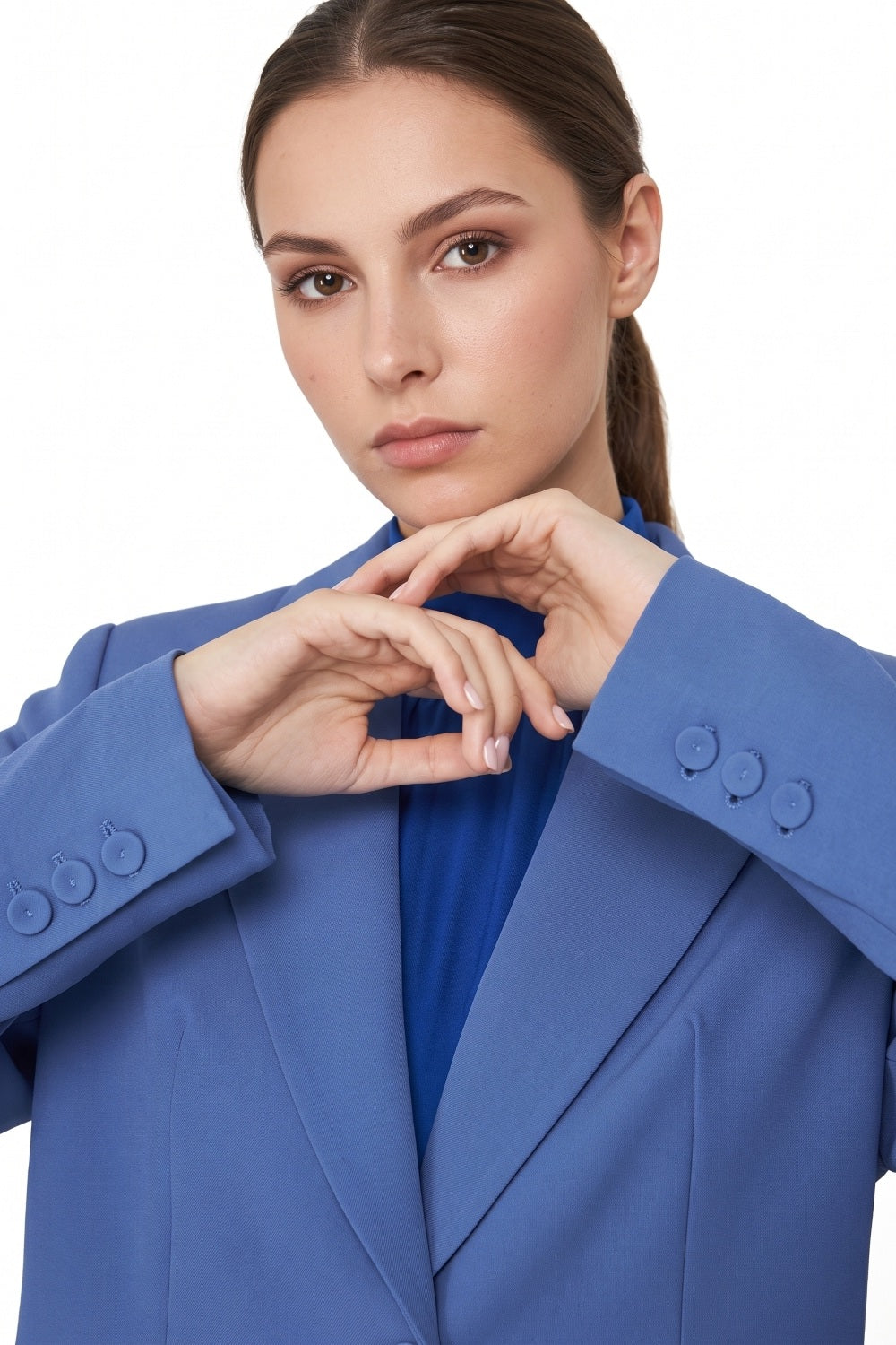 Blazer Bolsillos Con Solapas Azul Medio