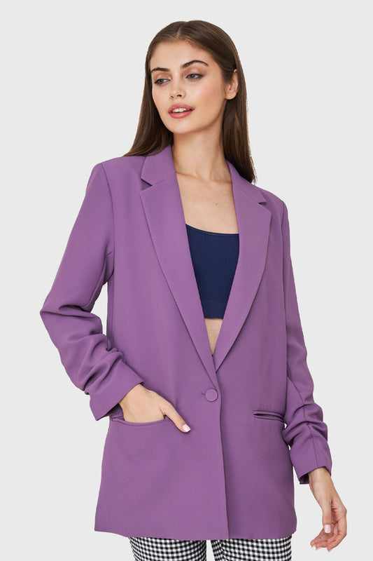 Blazer Largo Manga Drapeada Violeta