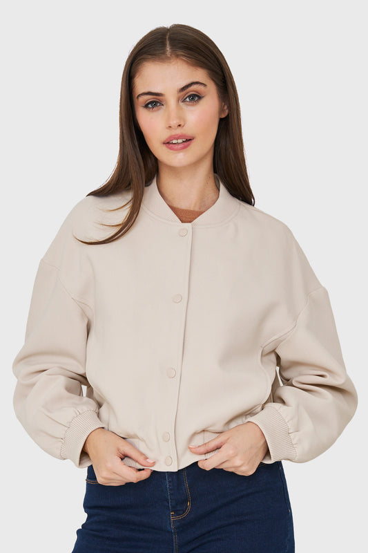 Chaqueta Bomber Broches Blanco Invierno