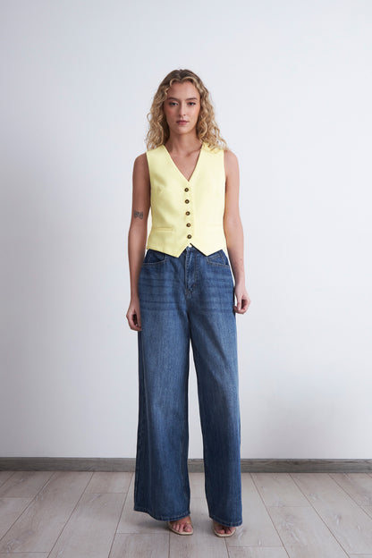 Gilet Básico Ajustable Amarillo Mantequilla