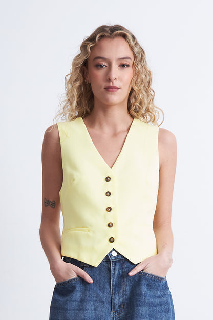 Gilet Básico Ajustable Amarillo Mantequilla