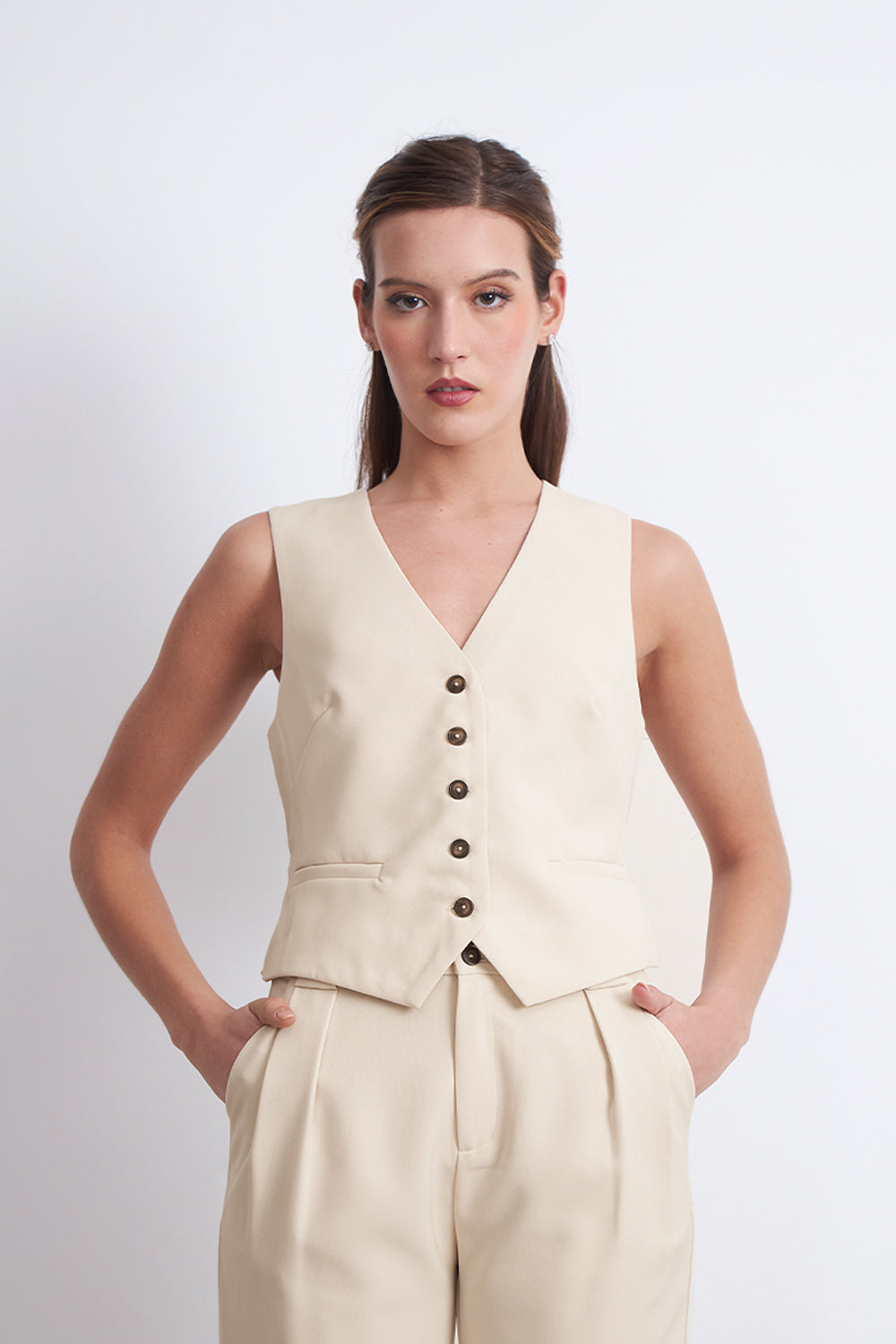 Gilet Básico Ajustable Beige