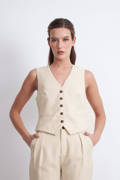 Gilet Básico Ajustable Beige