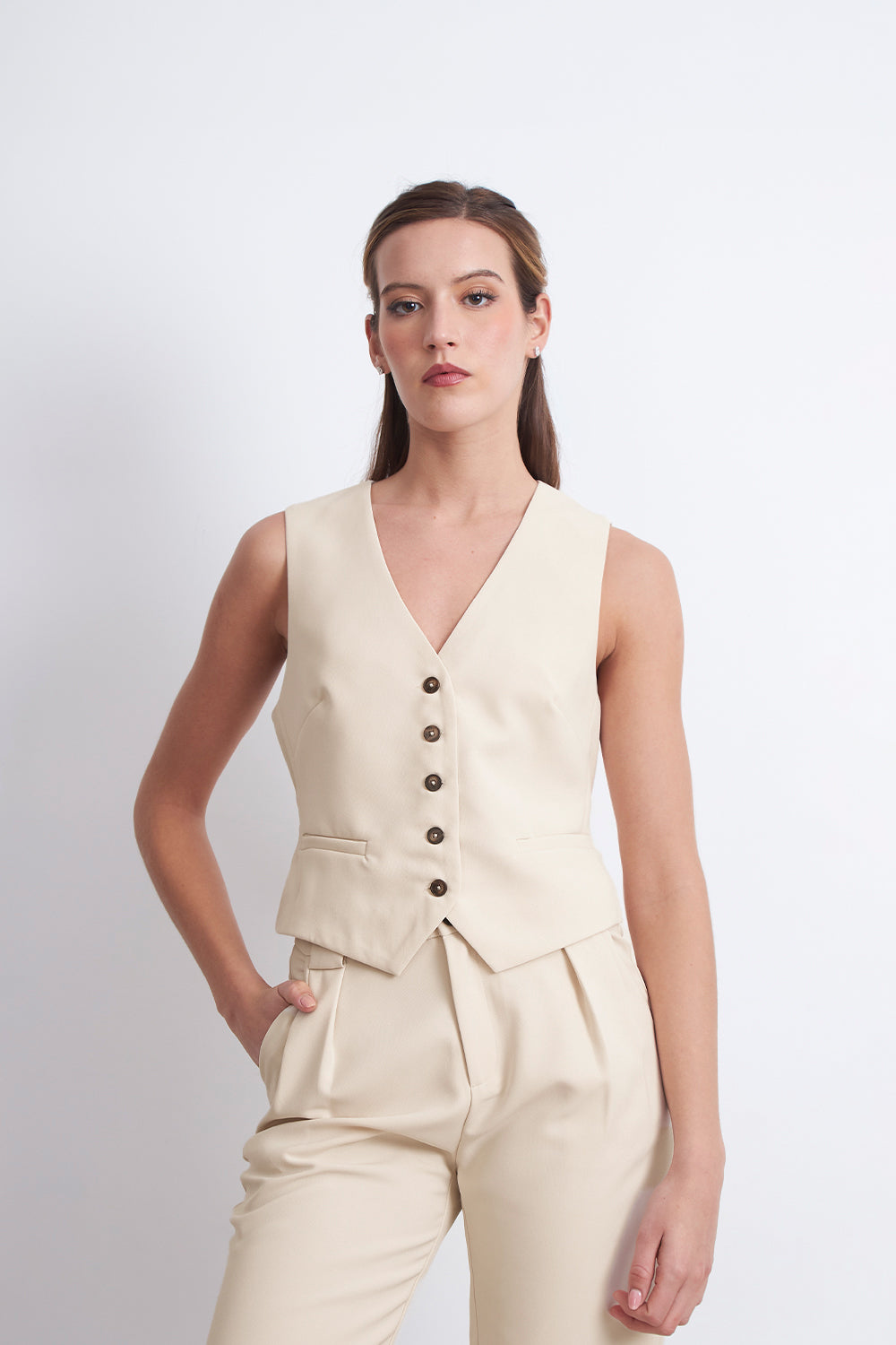 Gilet Básico Ajustable Beige