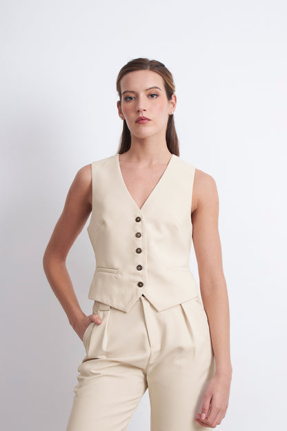 Gilet Básico Ajustable Beige